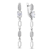 Серьги из серебра с фианитами
