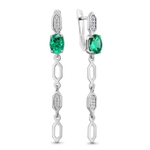 Серьги из серебра с ювелирными кристаллами и фианитами