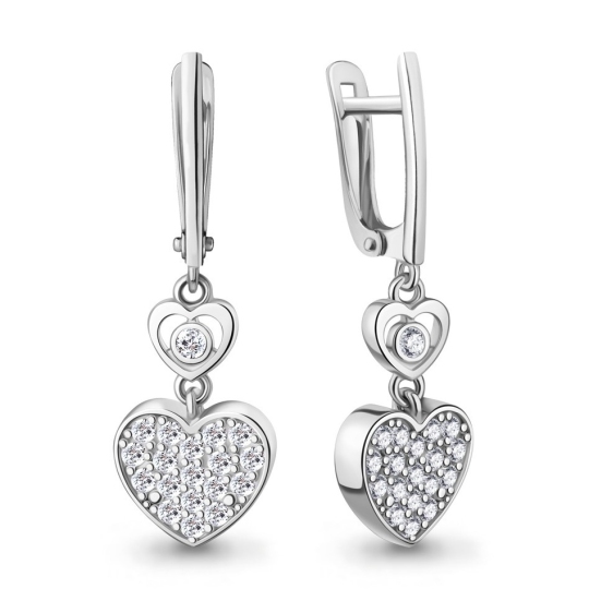 Серьги из серебра с фианитами