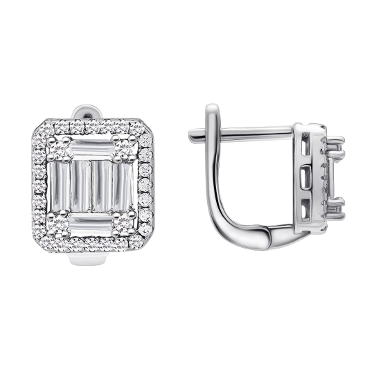 Серьги из серебра с фианитами