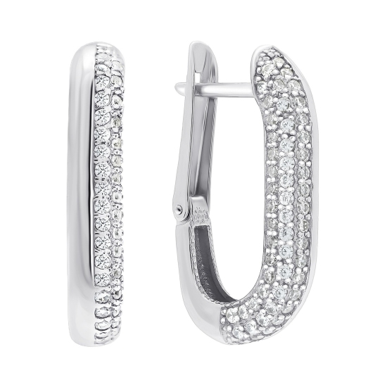 Серьги из серебра с фианитами
