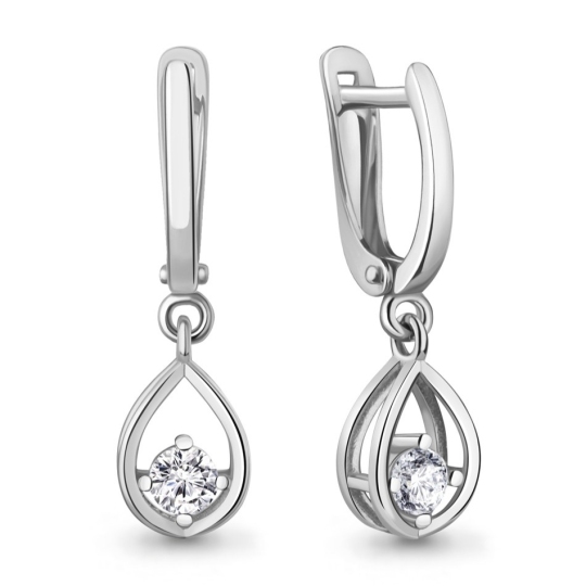 Серьги из серебра с фианитами