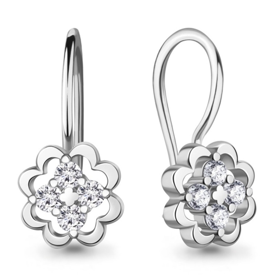Серьги из серебра с фианитами