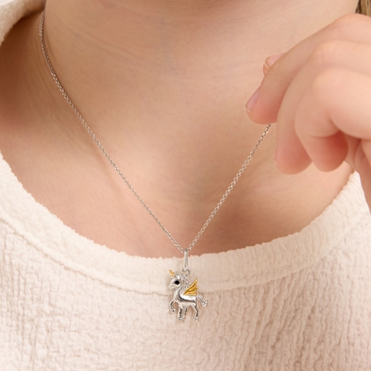 Подвеска из серебра с позолотой и фианитом