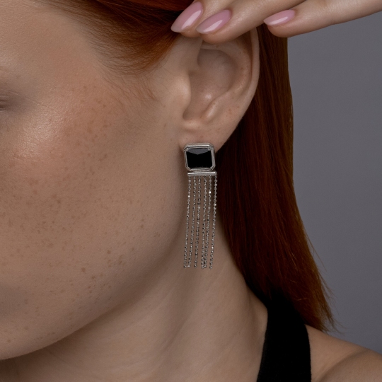 Серьги из серебра с ониксами