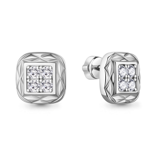 Серьги из серебра с фианитами