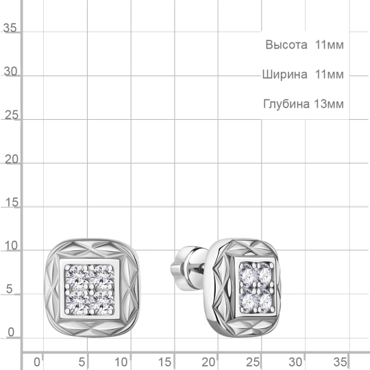 Серьги из серебра с фианитами