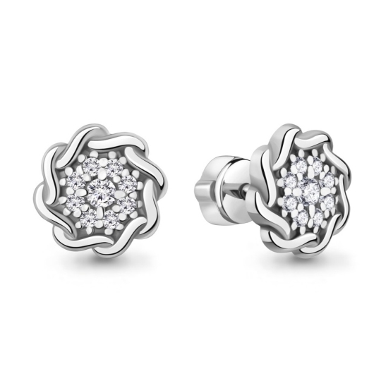 Серьги из серебра с фианитами