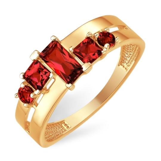 Кольцо из золота с гранатами