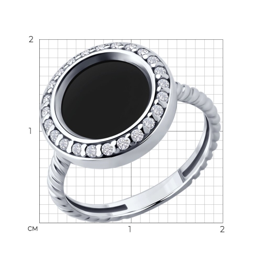 Кольцо из серебра с агатом и фианитами