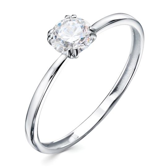 Кольцо из белого золота с выращенным бриллиантом