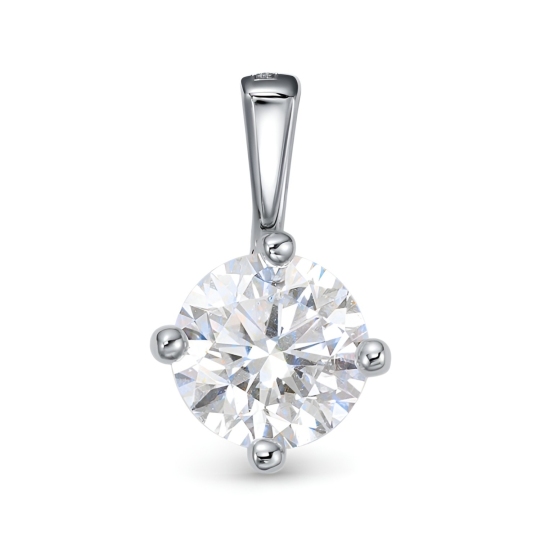 Подвеска из белого золота с выращенным бриллиантом