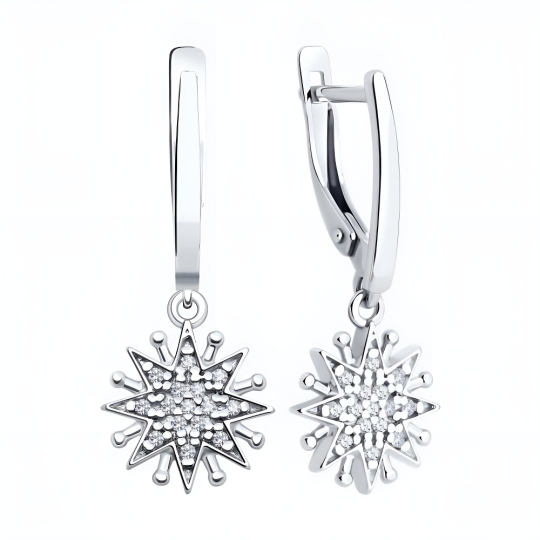 Серьги из серебра с фианитами
