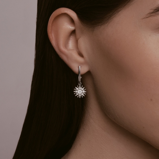 Серьги из серебра с фианитами