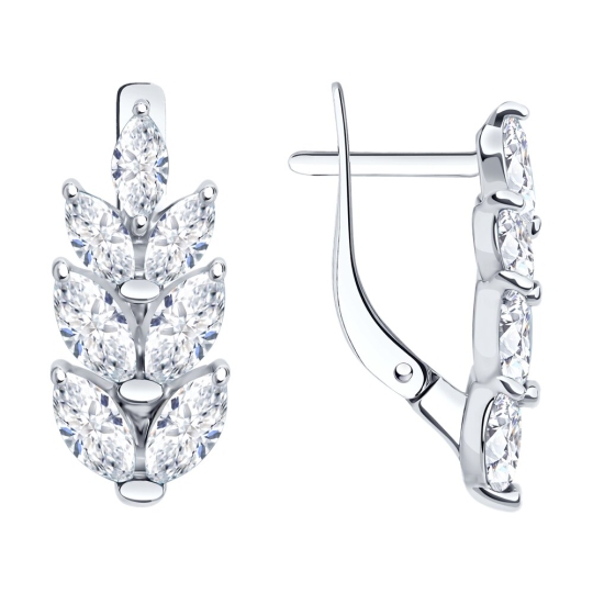 Серьги из серебра с фианитами