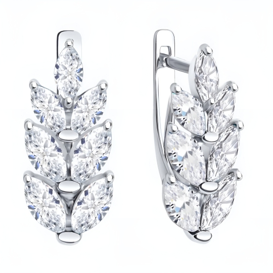 Серьги из серебра с фианитами