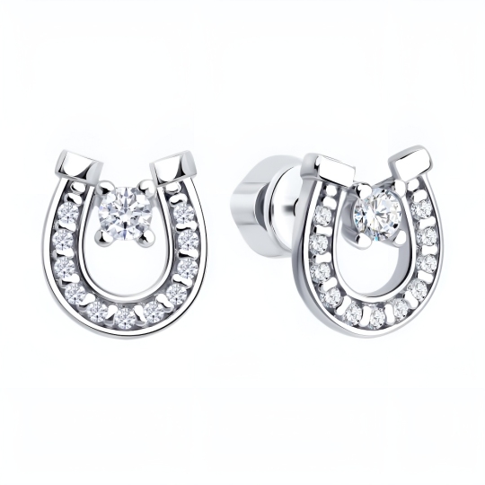 Серьги из серебра с фианитами