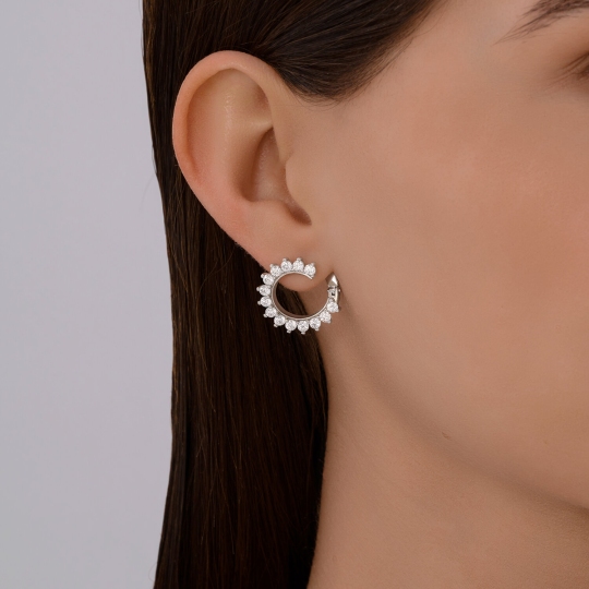 Серьги из серебра с фианитами