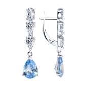 Серьги из серебра с фианитами