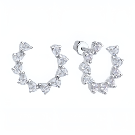 Серьги из серебра с фианитами