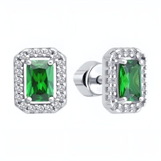 Серьги из серебра с фианитами