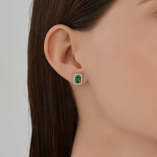 Серьги из серебра с фианитами