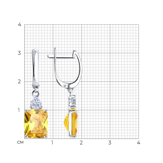 Серьги из серебра с фианитами