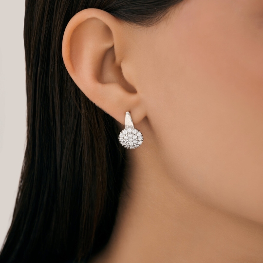 Серьги из серебра с фианитами