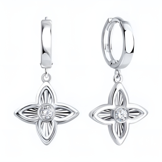 Серьги из серебра с фианитами