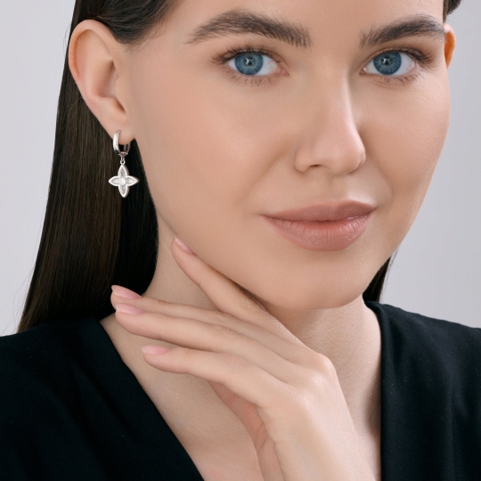 Серьги из серебра с фианитами