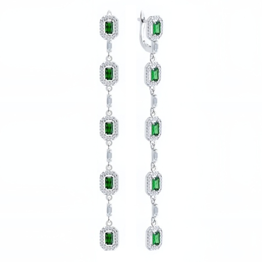 Серьги из серебра с фианитами