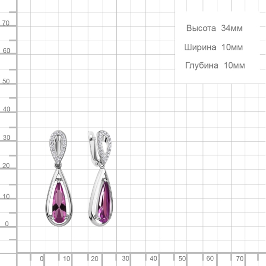 Серьги из серебра с ювелирными кристаллами и фианитами
