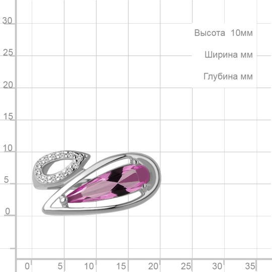 Кольцо из серебра с ювелирным кристаллом и фианитами
