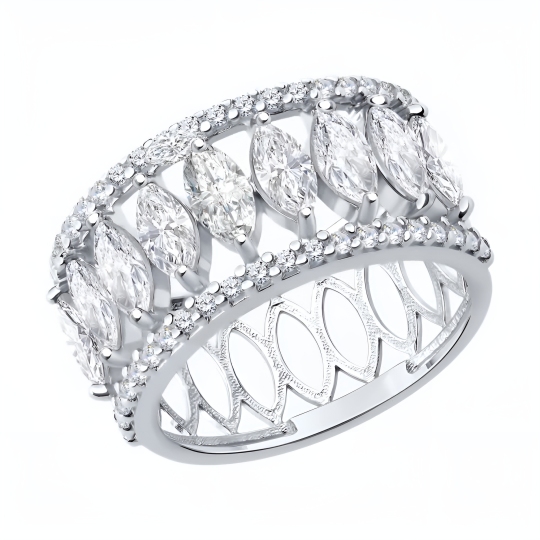 Кольцо из серебра с фианитами