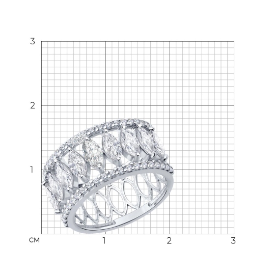 Кольцо из серебра с фианитами