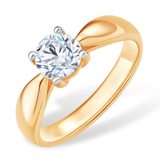 Кольцо из золота с выращенным бриллиантом