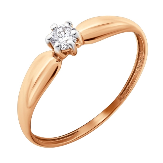 Кольцо из золота с выращенным бриллиантом