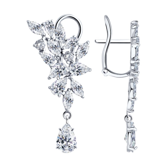 Серьги из серебра с фианитами