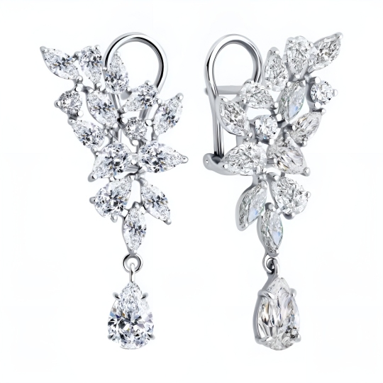 Серьги из серебра с фианитами
