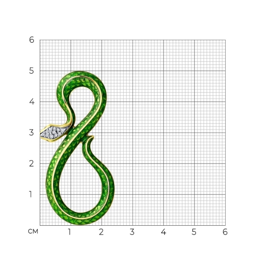 Брошь из серебра с позолотой, эмалью и фианитами