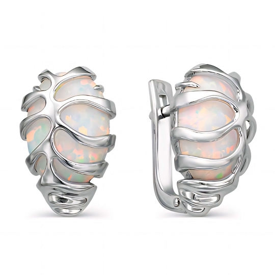 Серьги из серебра с опалами