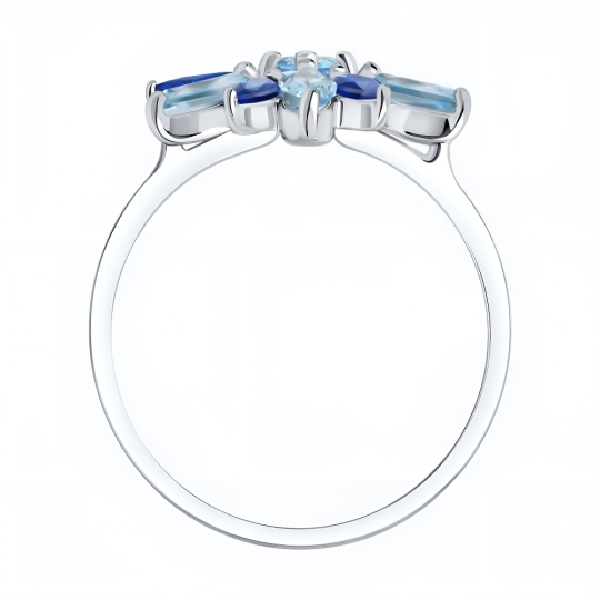 Кольцо из серебра с топазами и фианитами