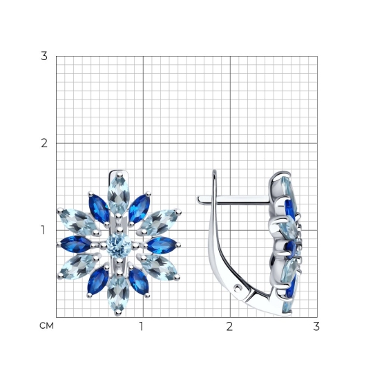 Серьги из серебра с топазами и фианитами