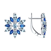 Серьги из серебра с топазами и фианитами