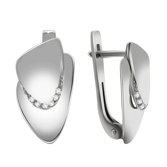 Серьги из серебра с фианитами