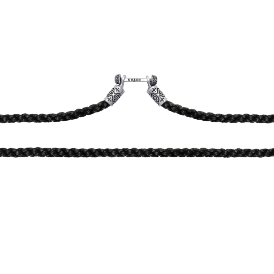 Текстильный шнурок с замком из серебра с чернением