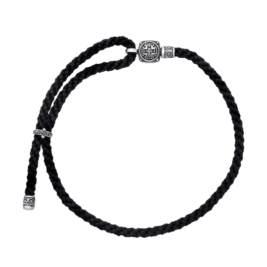 Браслет из текстиля с серебряными вставками