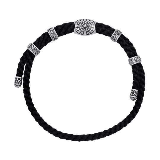 Браслет из текстиля с серебряными вставками