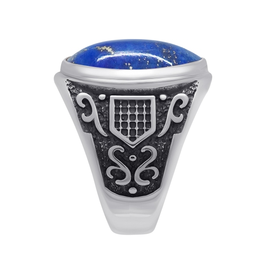 Кольцо из серебра с чернением и лазуритом