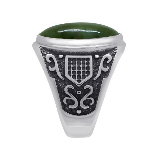 Кольцо из серебра с чернением и нефритом